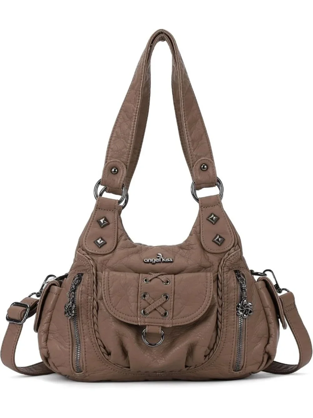 Chic Small Hobo Shoulder Bag for Women | Y2K Vegan Leather Multi-Pocket Tote